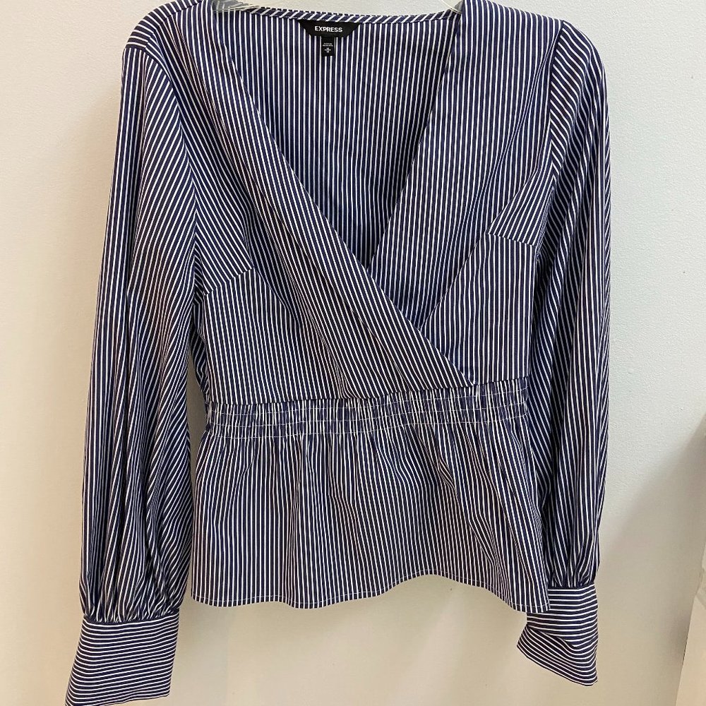 Express Blue and White Striped Size M Blouse